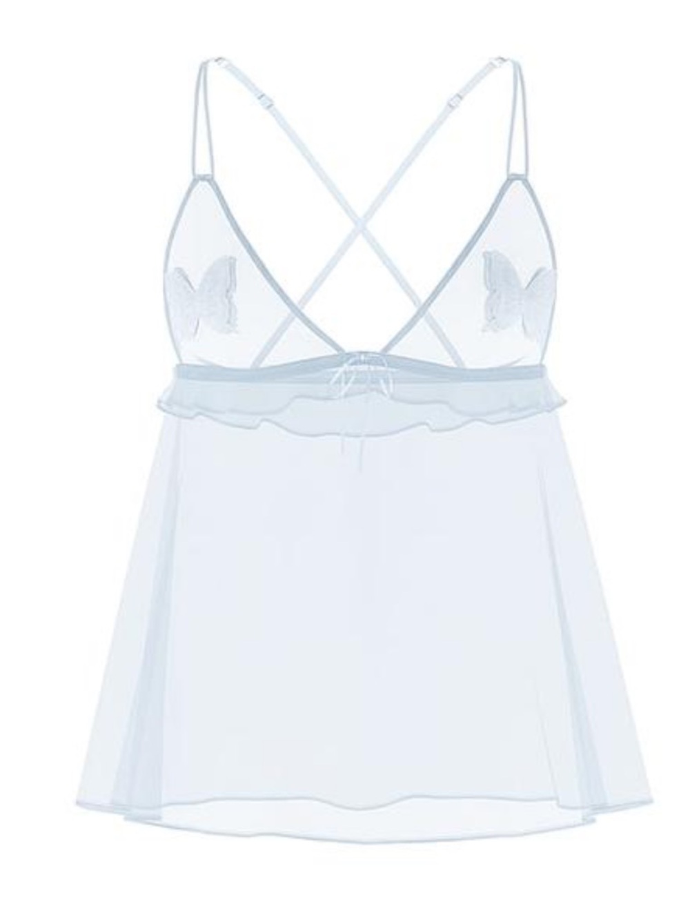 New! Victoria’s Secret mesh Blue Butterfly-Babydoll Chemise 34785